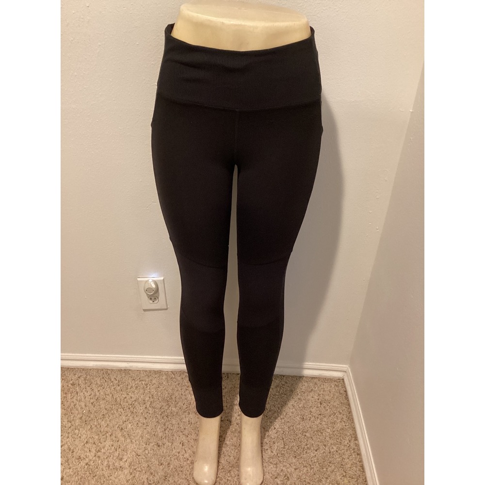 Athleta Excursion Hybrid Tight Black Ribbed Waist Pocketed Leggings Size S